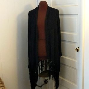 Open Knitted Fringe Cardigan
